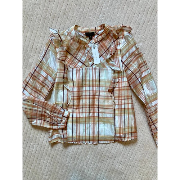 Anthropologie Dolly Plaid Ruffle Blouse NWT XS - Picture 3 of 7